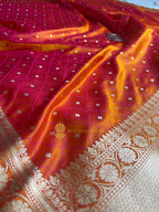 Orange Premium Mashru Katan Silk Small Booti Banarasi Saree