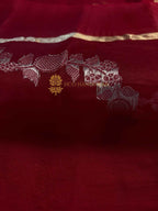 Pure Kora Silk Handloom Banarasi Saree - All Over Kadhua Lahariya