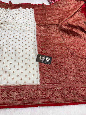 Pure Khaddi Crepe Georgette Silk Handloom Banarasi Saree - All Over Motifs