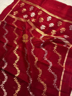 Pure Kora Silk Handloom Banarasi Saree - All Over Kadhua Lahariya