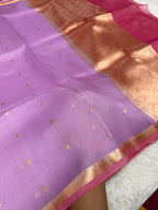 Pure Kora Silk Handloom Banarasi Saree - All Over Small Buti