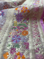 Pure Kora Tissue Jamdani Handloom Banarasi Saree