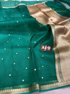 Pure Kora Silk Handloom Banarasi Saree - All Over Small Buti