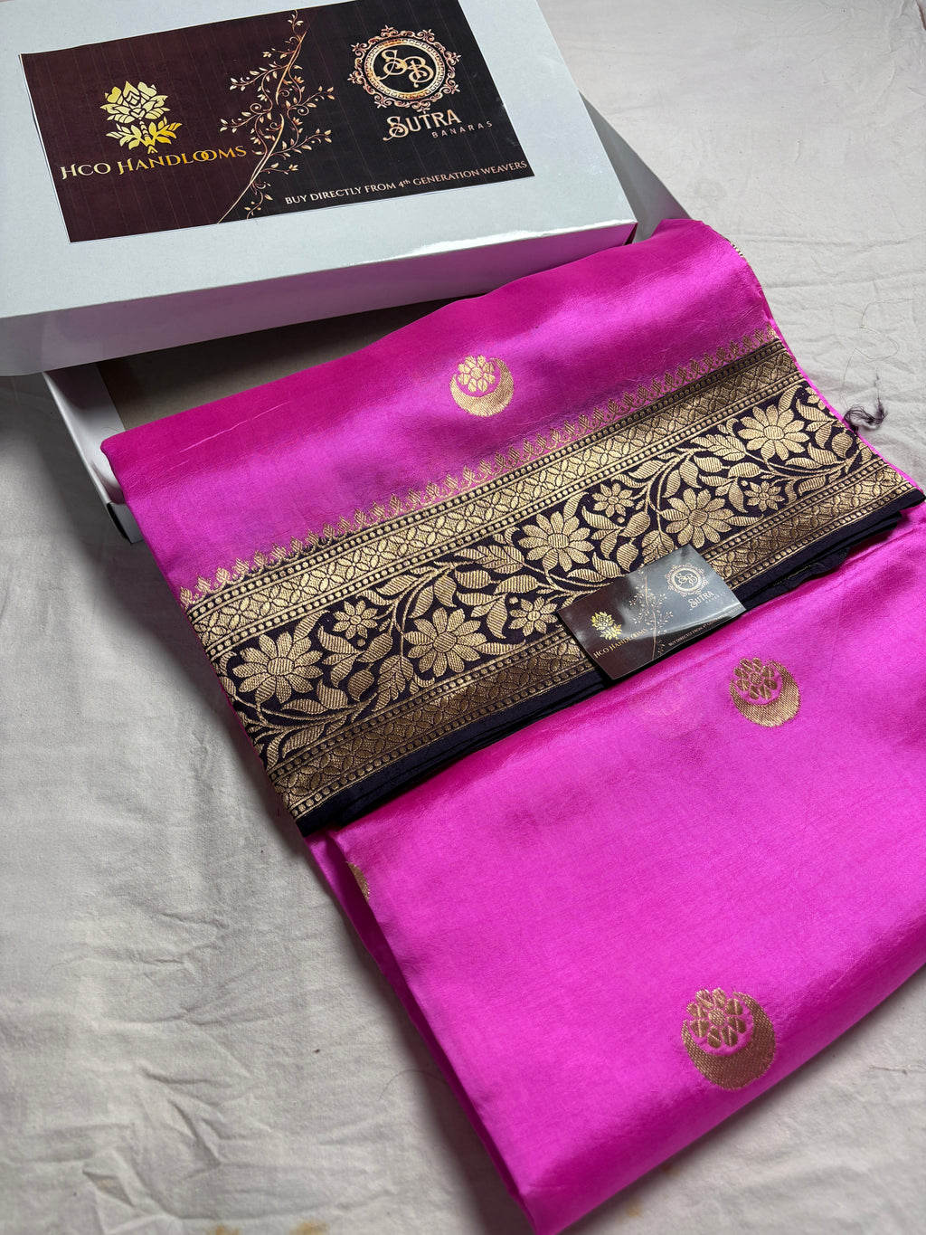Pink Pure Mango Katan Silk Handloom Banarasi Saree - All Over Kadhua Motifs