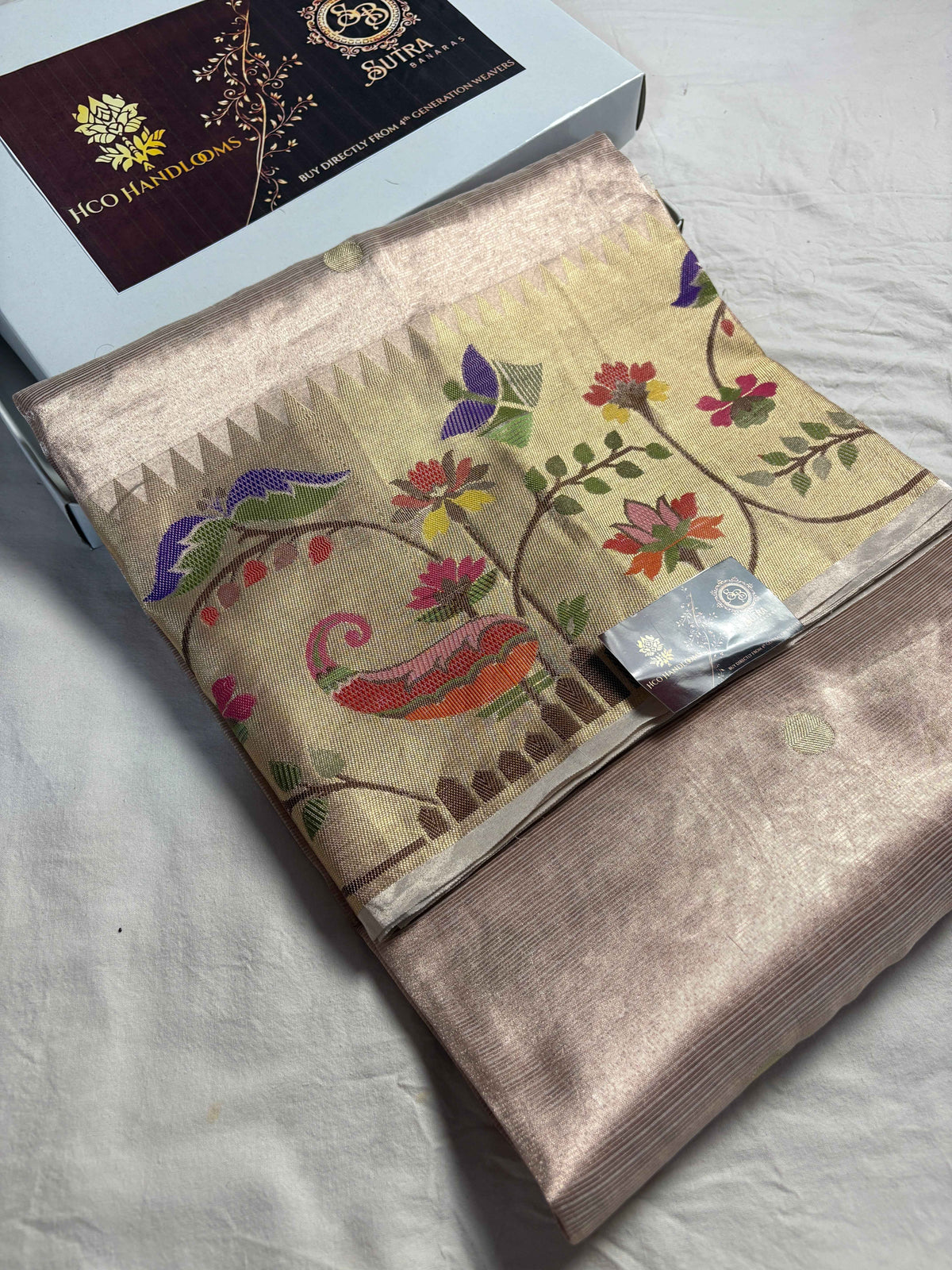 Pure Tissue Silk Handloom Meenakari Banarasi Saree