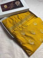 Premium Mashru Katan Silk Floral Motifs Banarasi Saree