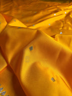 Yellow Premium Mashru Katan Silk Small Booti Banarasi Saree