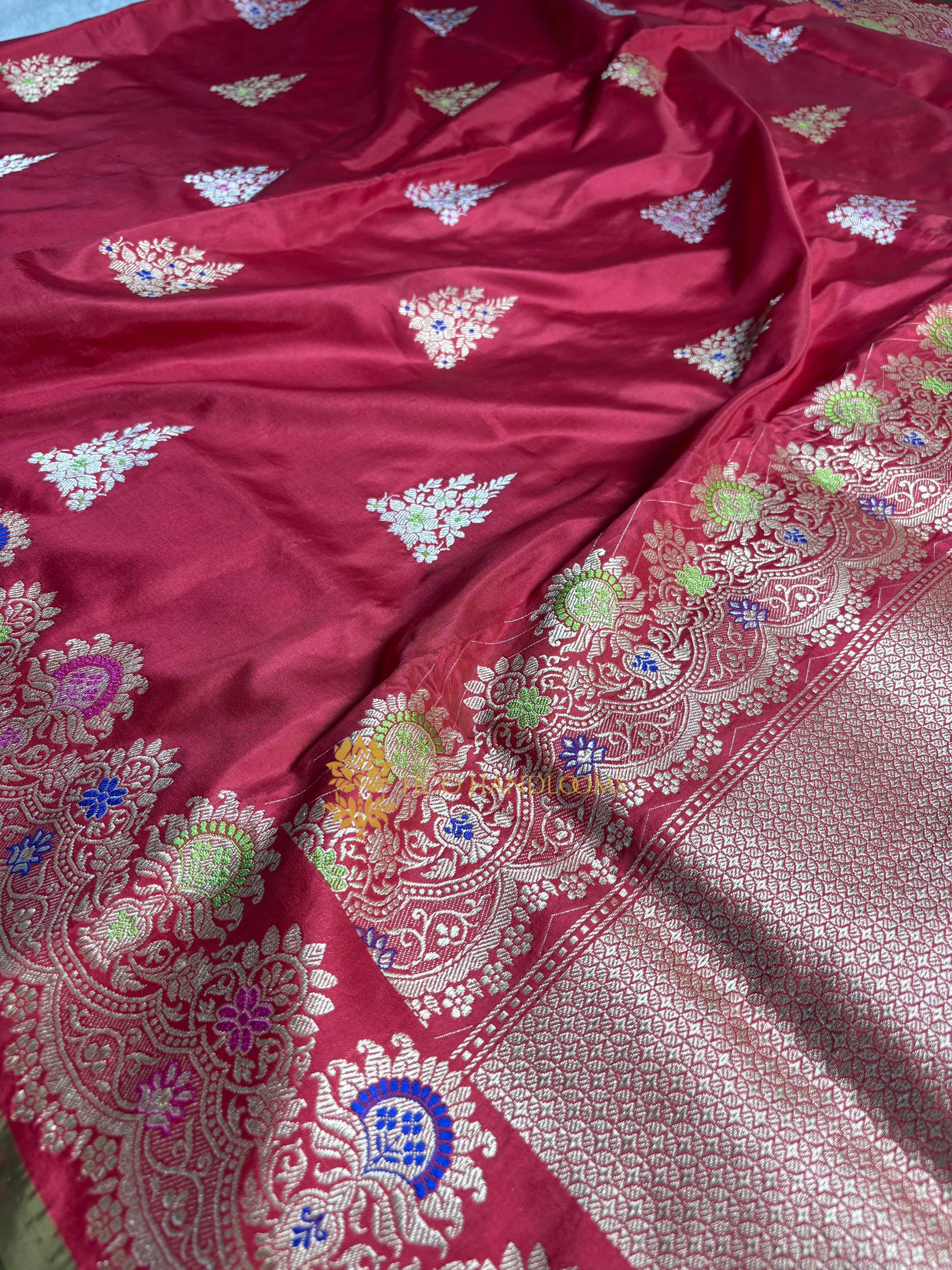 Pure Katan Silk Handloom Banarasi Saree - All Over Kadhua Meenakari Motifs