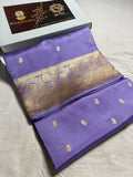 Mauve Pure Mango Katan Silk Handloom Banarasi Saree - All Over Kadhua Motifs