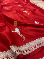 Premium Mashru Katan Silk Floral Motifs Banarasi Saree