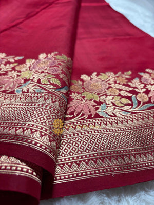 Pure Mango Katan Silk Handloom Banaras Saree - All Over Kadhua Motifs