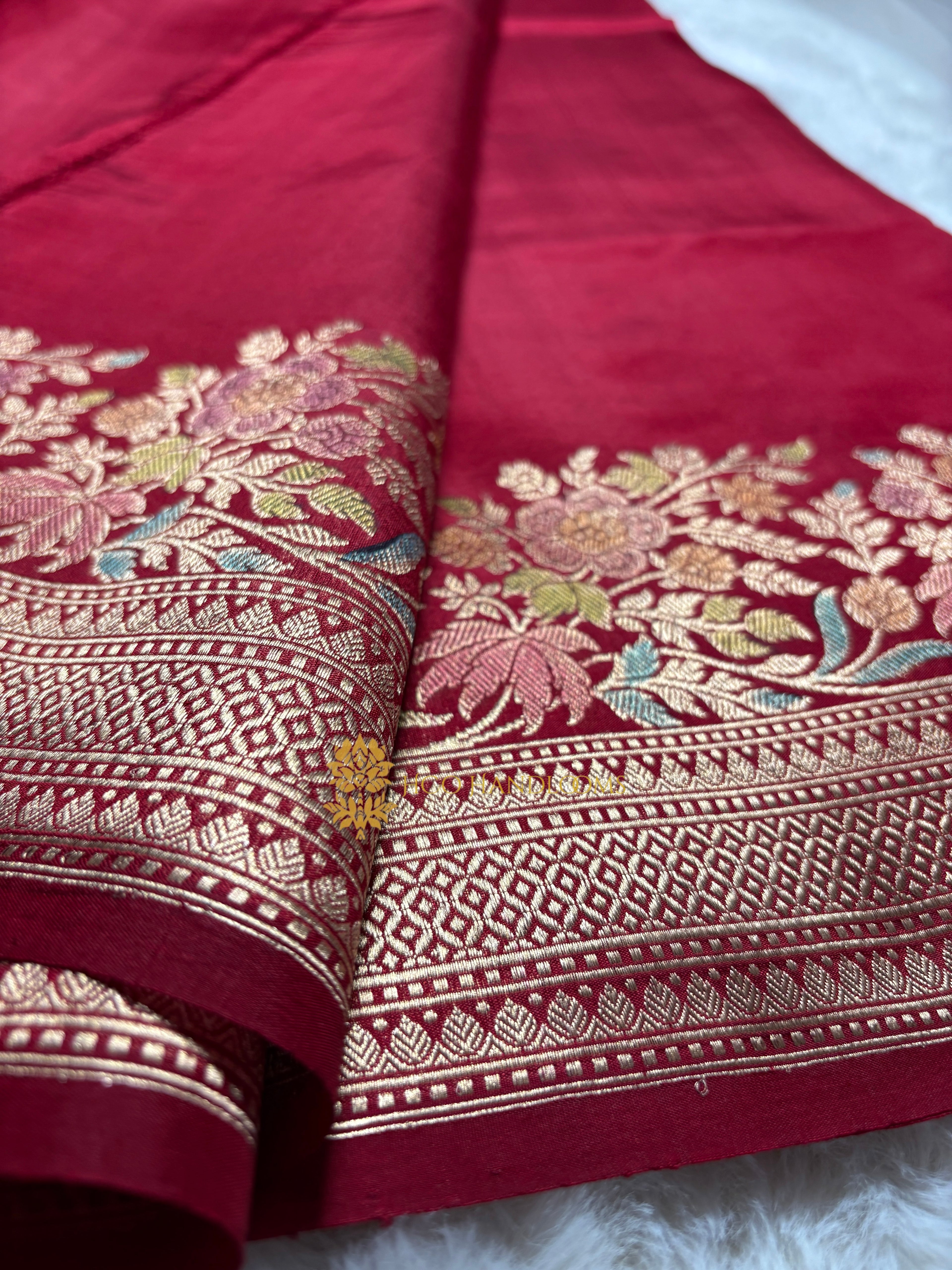 Pure Mango Katan Silk Handloom Banaras Saree - All Over Kadhua Motifs