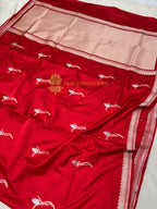 Premium Mashru Katan Silk Floral Motifs Banarasi Saree