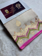 Pure Raw Mango Silk Handloom Banarasi Saree - All Over Meenakari Kadhua Motifs
