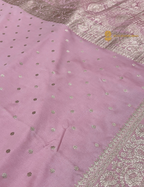Baby Pink Premium Mashru Katan Silk Banarasi saree - Small Motifs