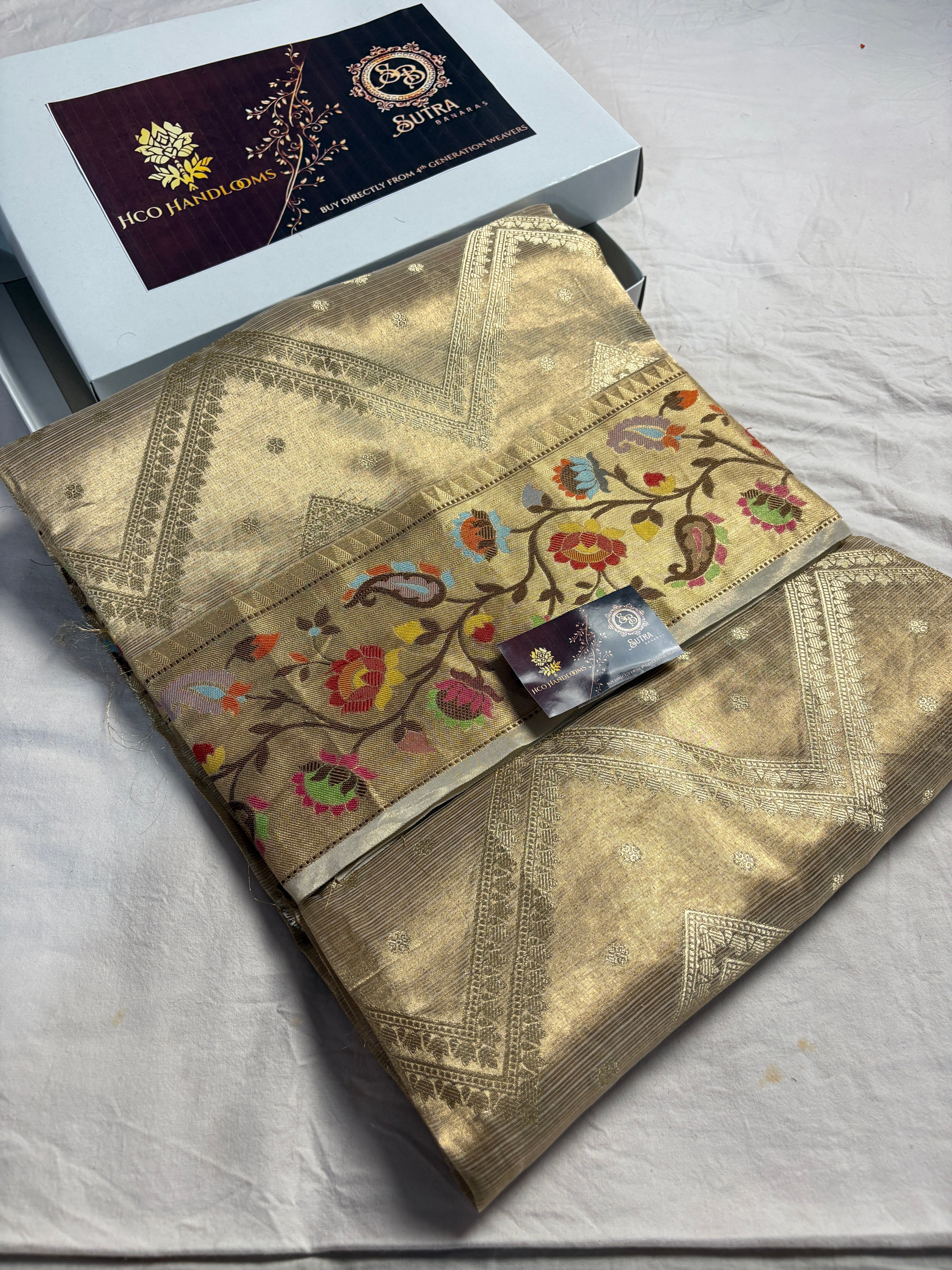 Pure Tissue Silk Meenakari Handloom Banarasi Saree