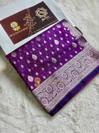 Purple Premium Mashru Katan Silk Tanchui Brocade Banarasi Saree