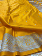 Premium Mashru Katan Silk Floral Motifs Banarasi Saree