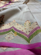 Pure Raw Mango Silk Handloom Banarasi Saree - All Over Meenakari Kadhua Motifs