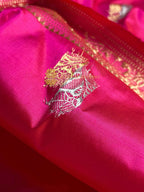 Cherry Pure Katan Silk Handloom Banarasi Saree - All Over Kadhua Motifs