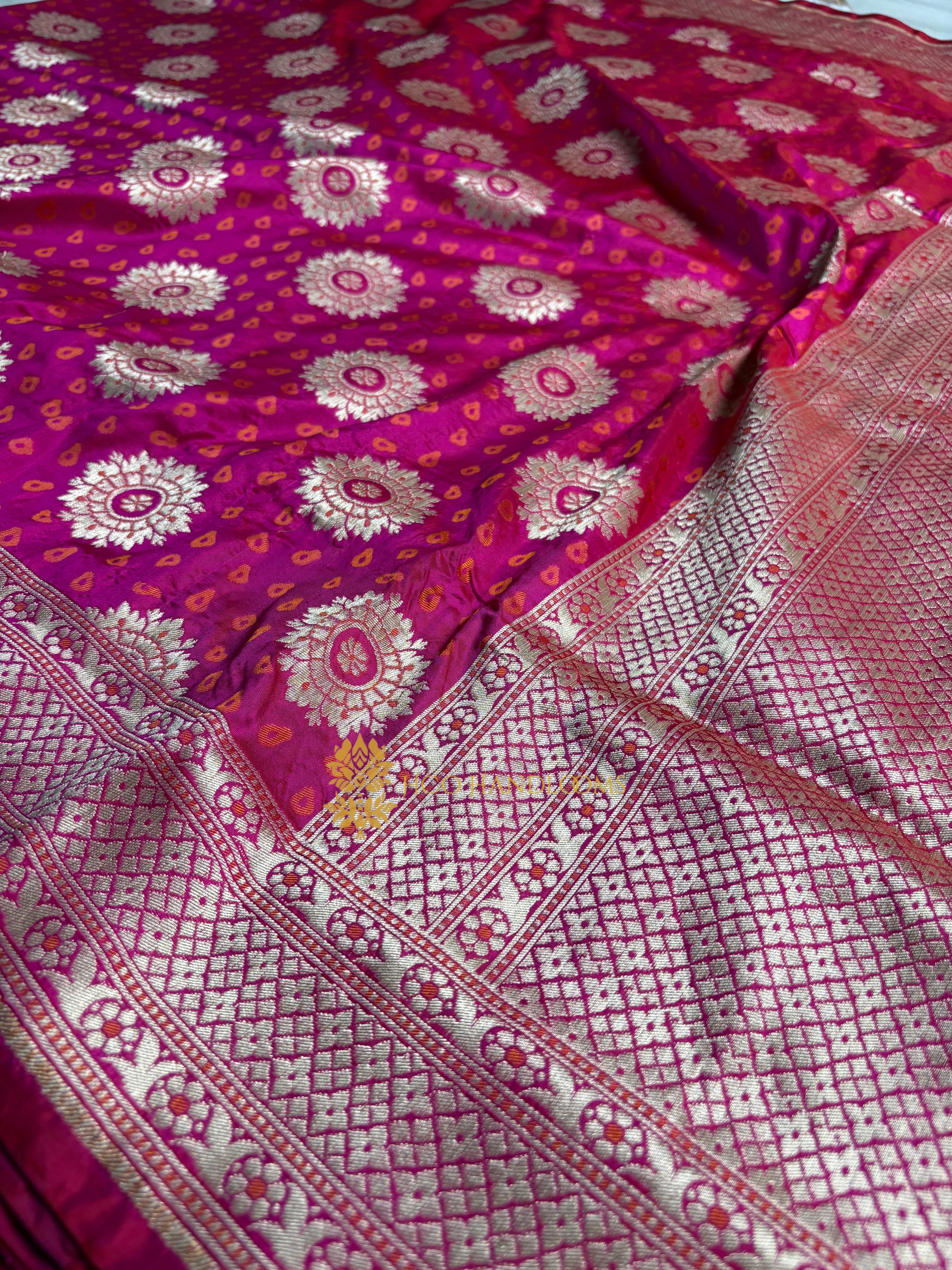 Pure Katan Silk Handloom Banarasi Saree - All Over Jangla