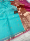 Pure Kora Silk Handloom Banarasi Saree - All Over Small Buti