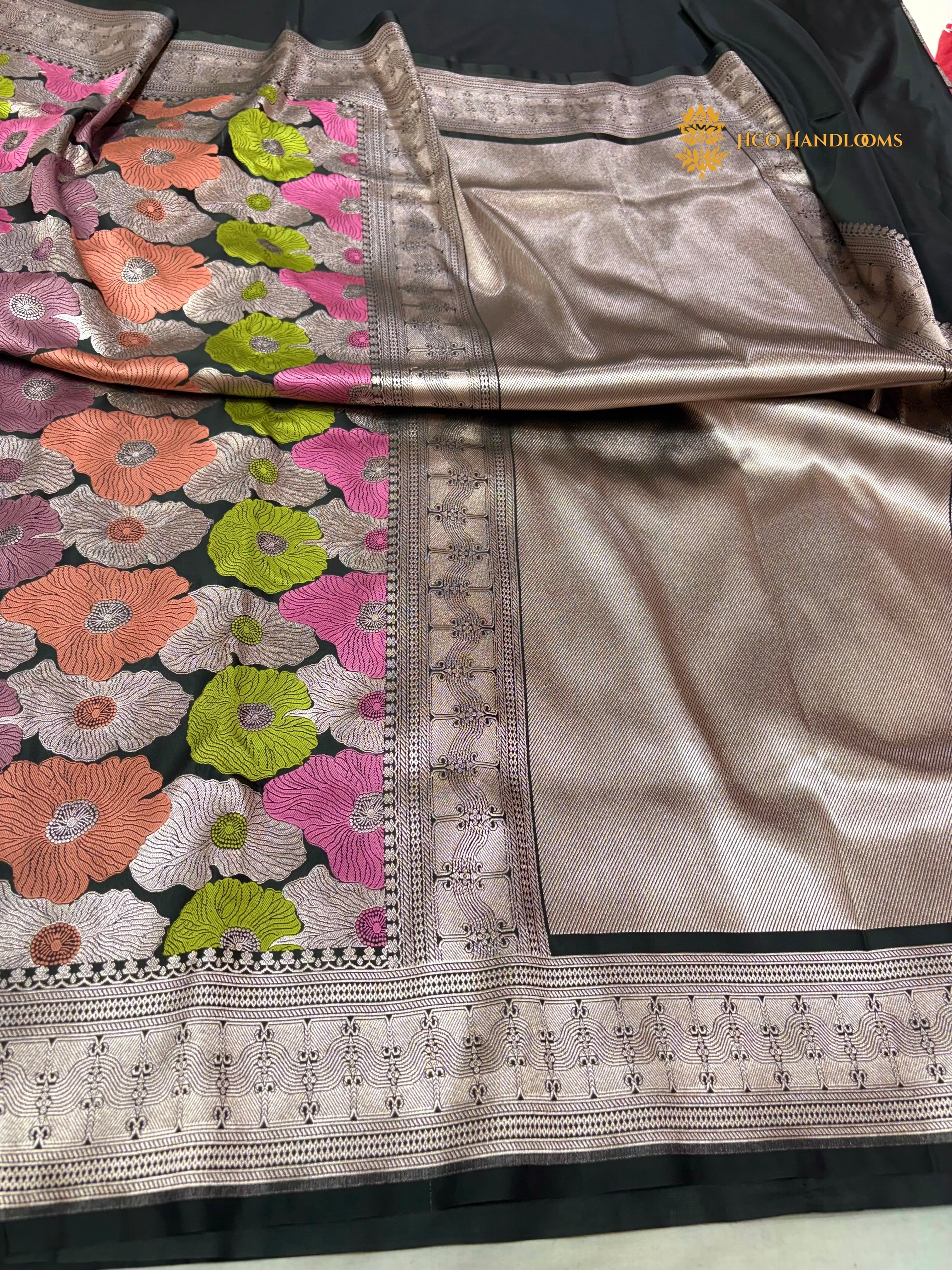 Nita Ambani In Premium Mashru Katan Silk Banarasi Saree - All Floral Motifs With Meenakari