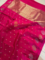 Pure Raw Mango Silk Handloom Banarasi Saree - All Over Kadhua Motifs