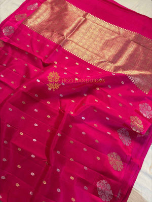 Pure Raw Mango Silk Handloom Banarasi Saree - All Over Kadhua Motifs