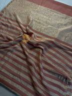 Pure Moonga Crush Tissue Silk Handloom Banarasi Saree
