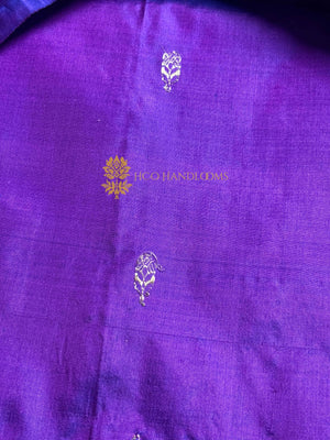 Purple Pure Katan Silk Handloom Banarasi Saree - All Over Kadhua Motifs
