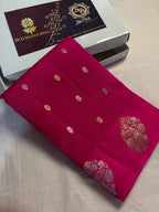 Pure Raw Mango Silk Handloom Banarasi Saree - All Over Kadhua Motifs
