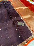 Pure Kora Silk Handloom Banarasi Saree - All Over Small Buti