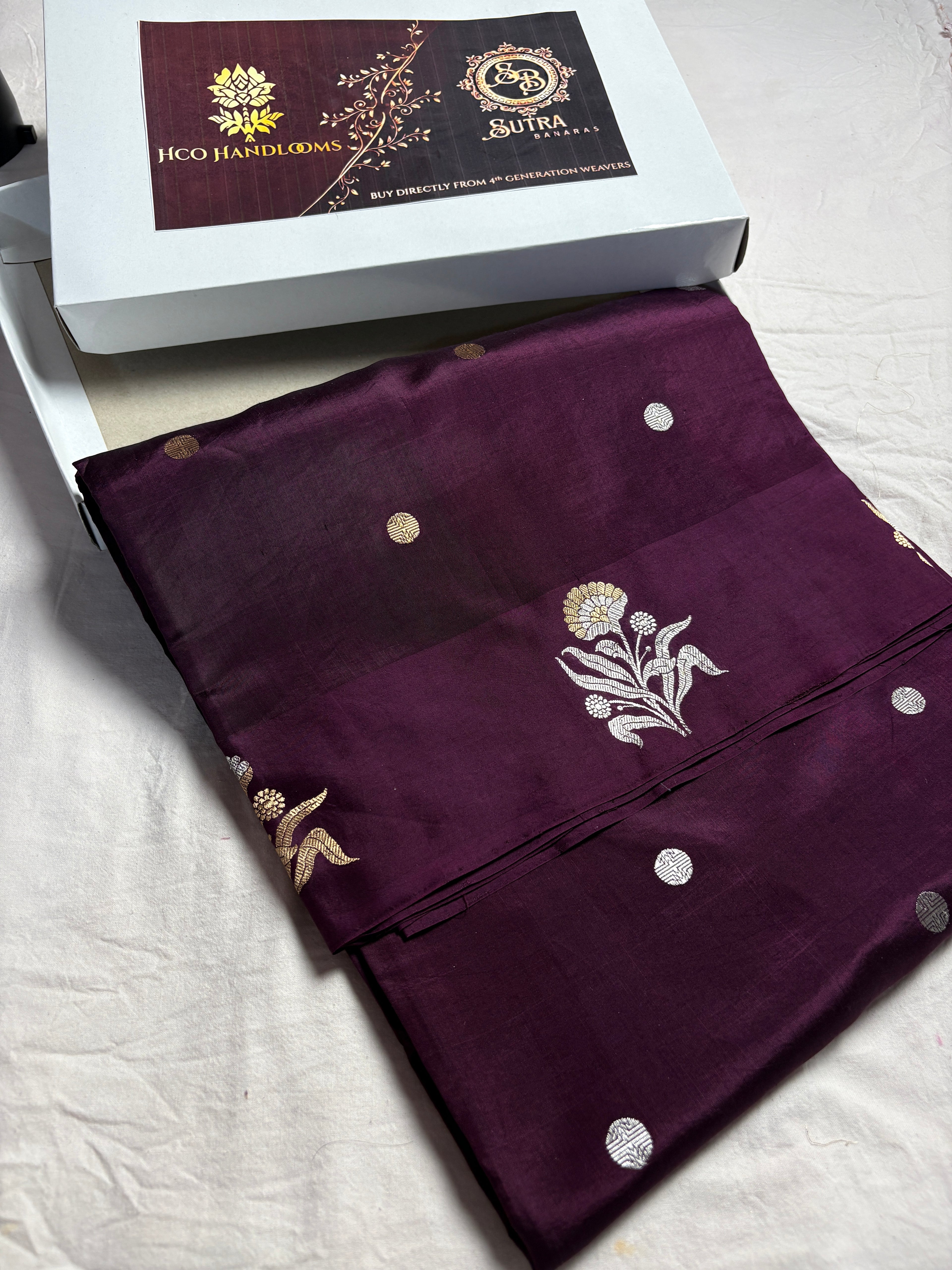 Wine Pure Mango Katan Silk Handloom Banarasi Saree - All Over Kadhua Motifs