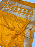Premium Mashru Katan Silk Floral Motifs Banarasi Saree