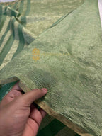 Pure Moonga Crush Tissue Silk Handloom Banarasi Saree