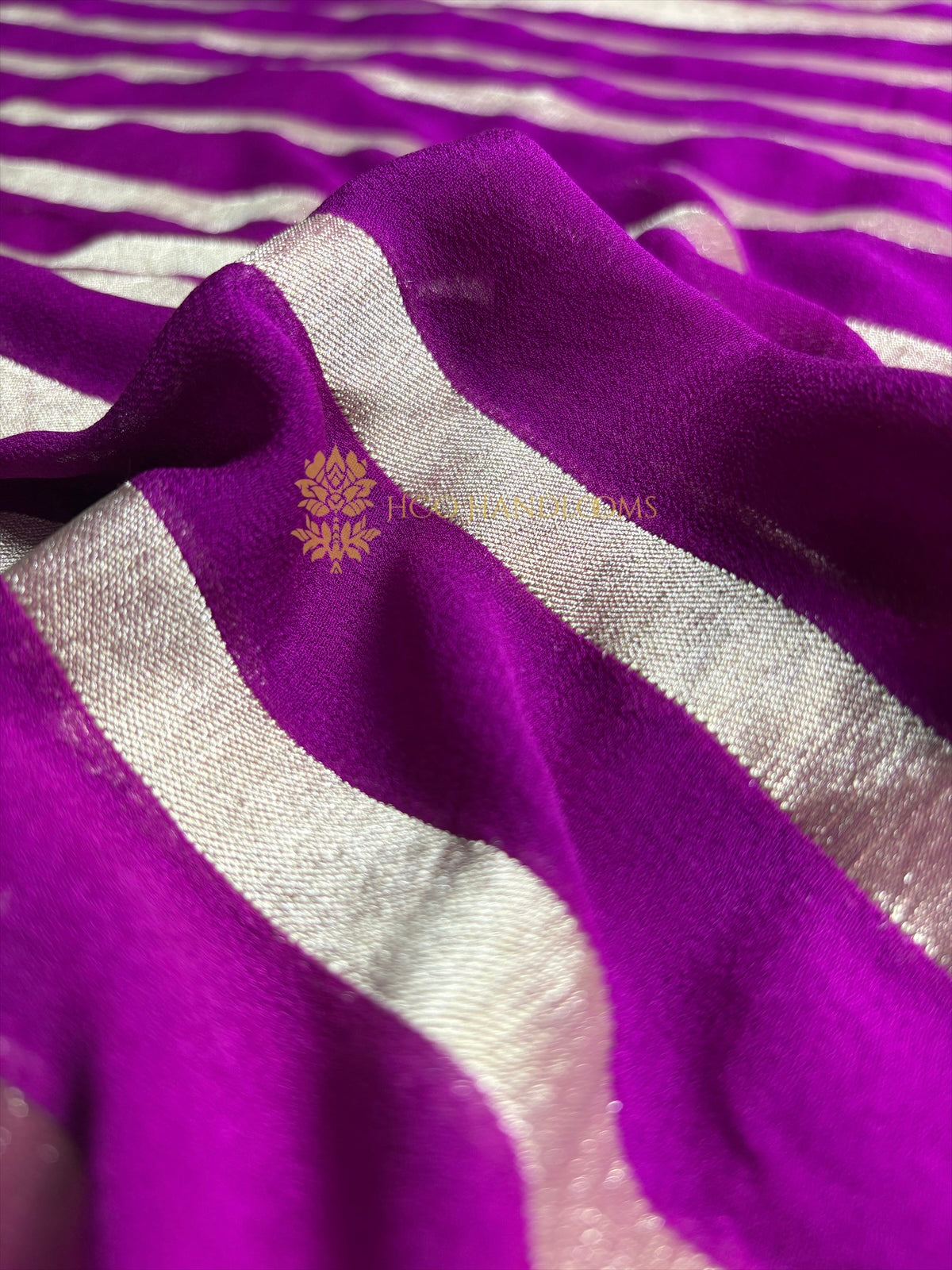 Magenta Pure Khaddi Georgette Silk Handloom Banarasi Saree - Water Zari