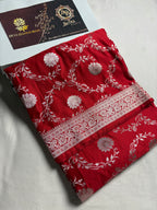 Red Premium Mashru Katan Silk Floral Jangla Banarasi Saree