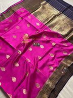 Pink Pure Mango Katan Silk Handloom Banarasi Saree - All Over Kadhua Motifs