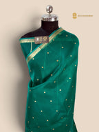Pure Kora Silk Handloom Banarasi Saree - All Over Small Buti