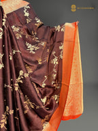 Premium Mashru Crepe Silk Banarasi Saree - All Over Jangla