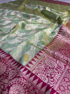 Pure Katan Silk Handloom Banarasi Saree - All Over Kadhua Jangla