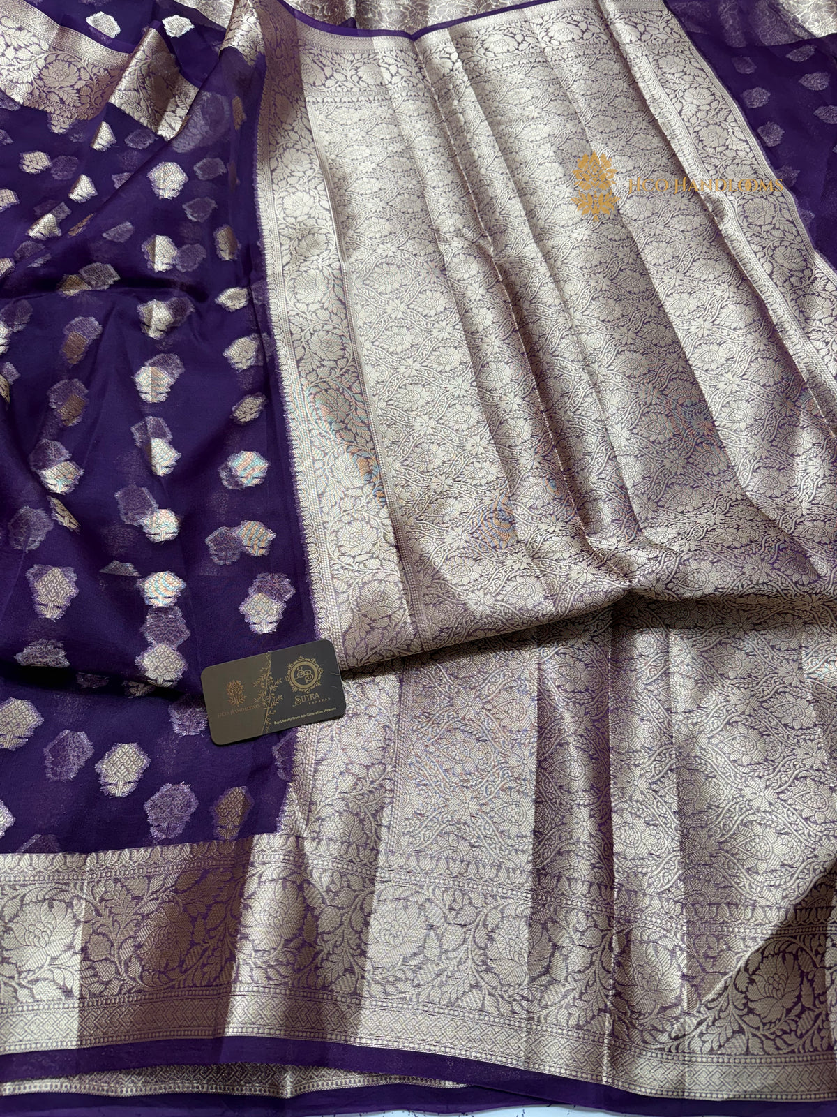 Pure Kora Silk Handloom Banarasi Saree - All Over Motifs