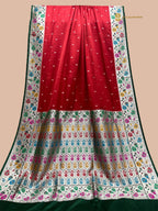 Regal Red Contrast Premium Mashru Katan SIlk Banarasi Saree - All Over Small Booti With Meenakari Border