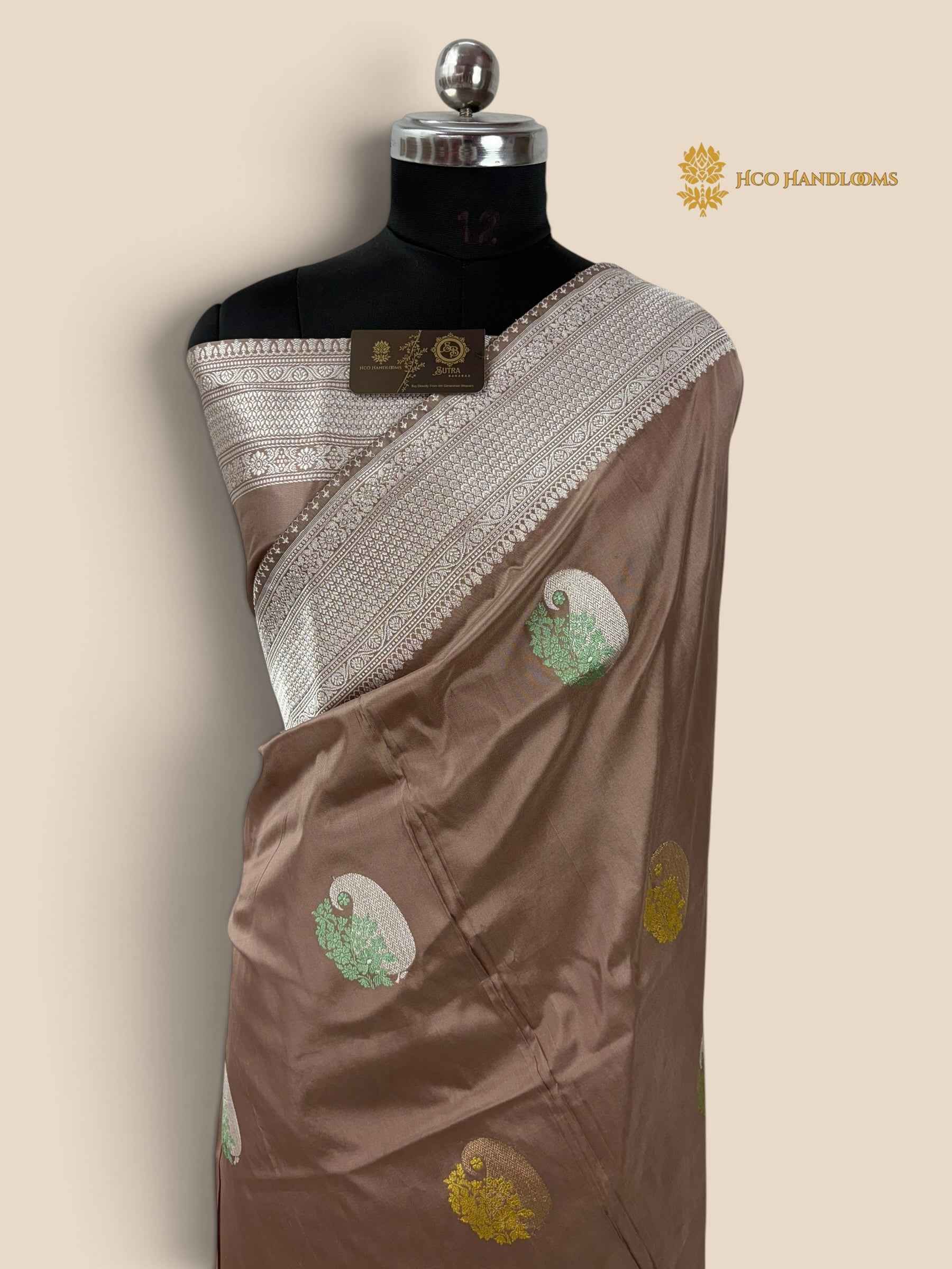 Pure Katan Silk Handloom Banarasi Saree - All Over Meenakari Motifs