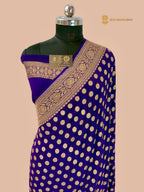 Purple Pure Khaddi Georgette Silk Handloom Banarasi Saree