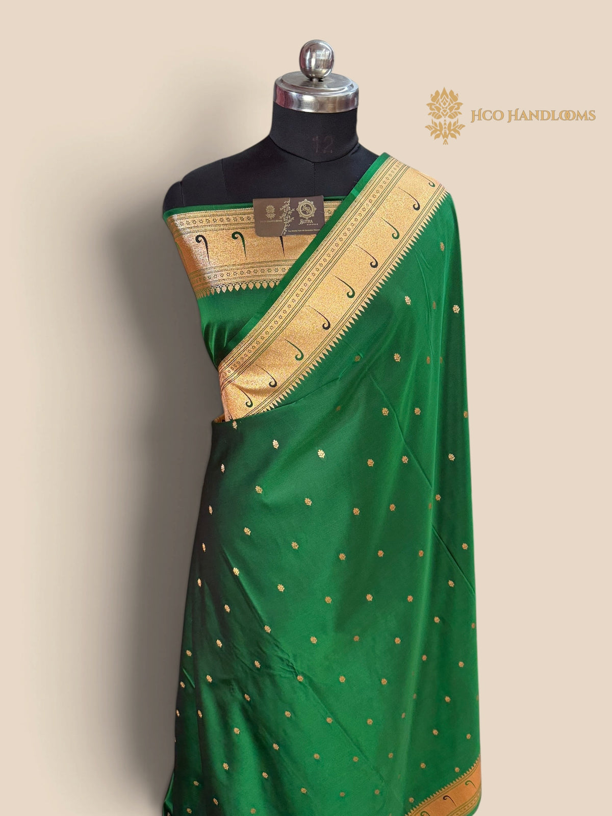 Green Premium Mashru Katan Satin Silk Banarasi Saree - All Over Motifs