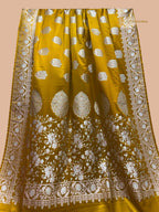 Regal Gold Premium Mashru Katan Silk Banarasi Saree - All Over Motifs