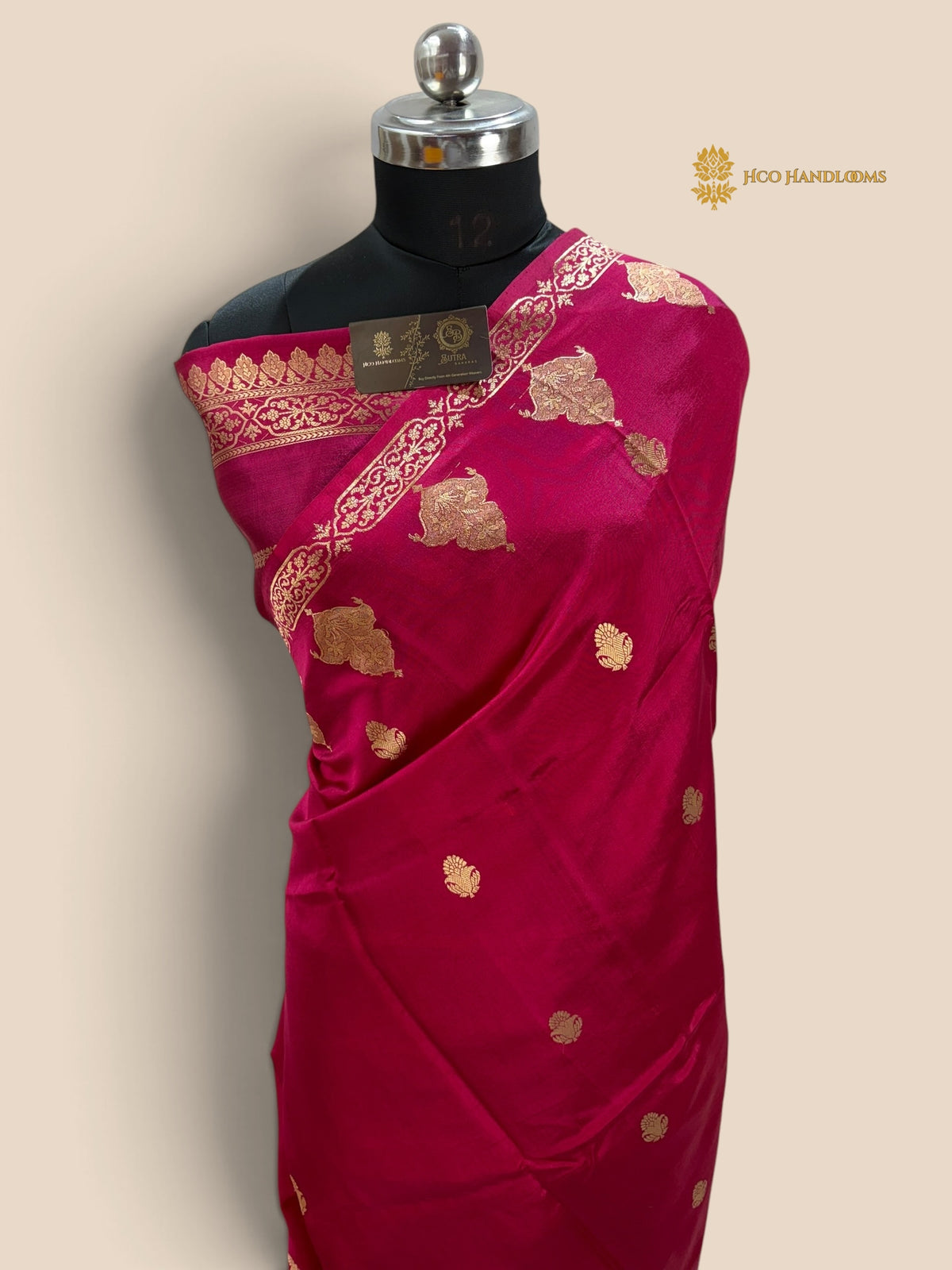 Rani Pink Pure Raw Mango Katan Silk Handloom Banarasi Saree - Kadhua Motifs