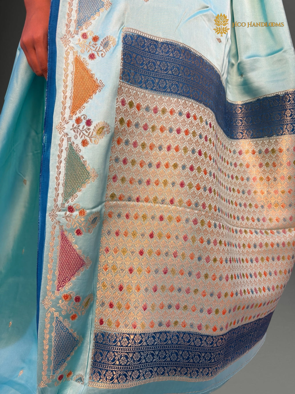 Premium Mashru Crepe Silk Banarasi Saree - All Over Motifs With Meenakari Border